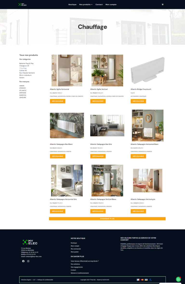 création site e-commerce my elec
